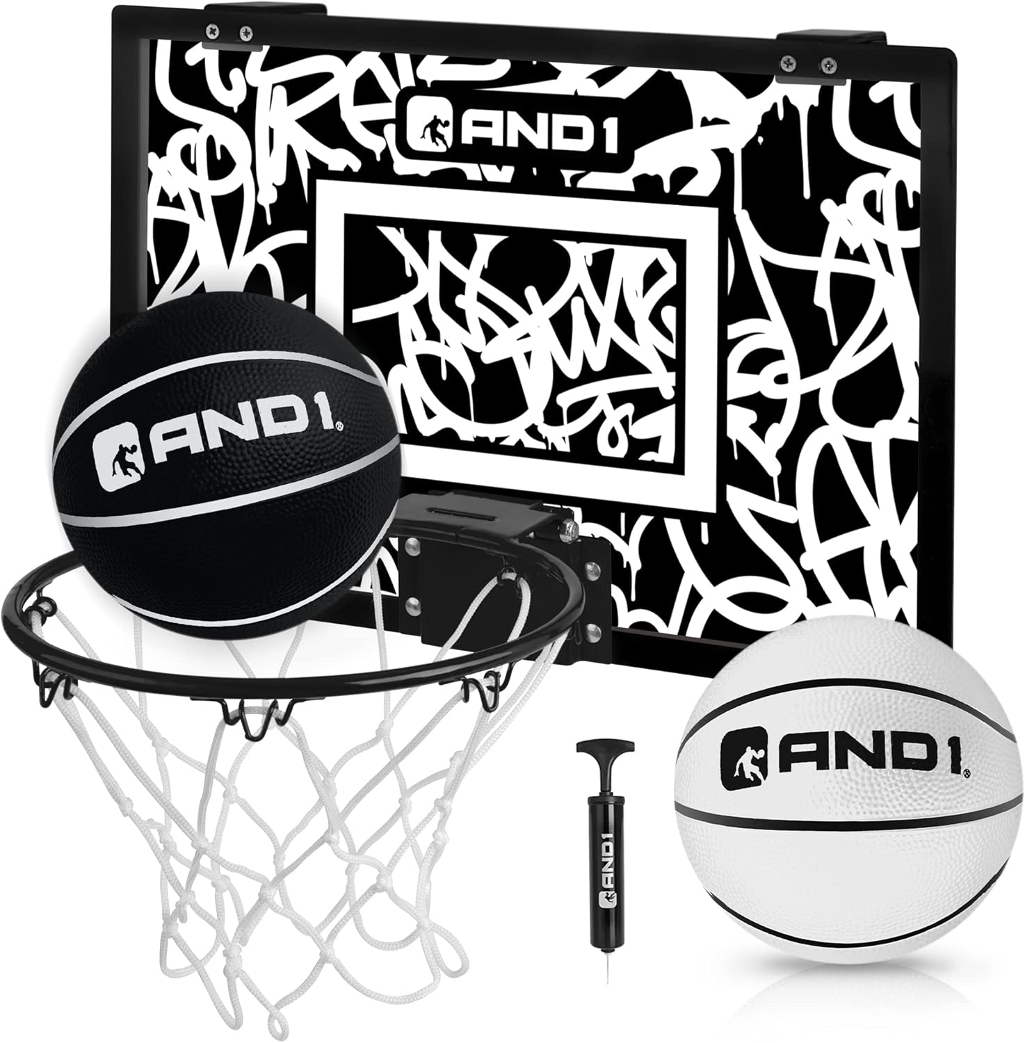 AND1 Over the Door Mini Basketball Hoop: 18x12 Shatterproof Backboard