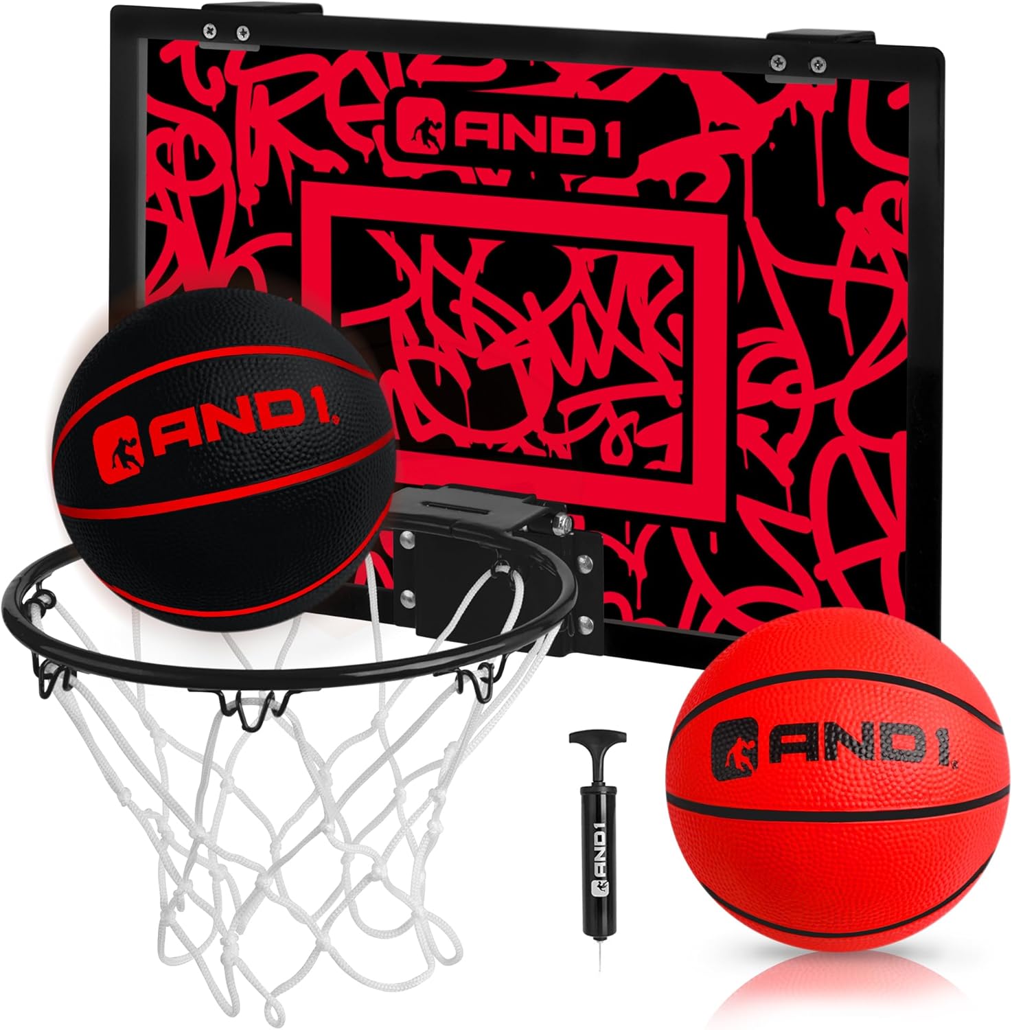 AND1 Over the Door Mini Basketball Hoop: 18x12 Shatterproof Backboard