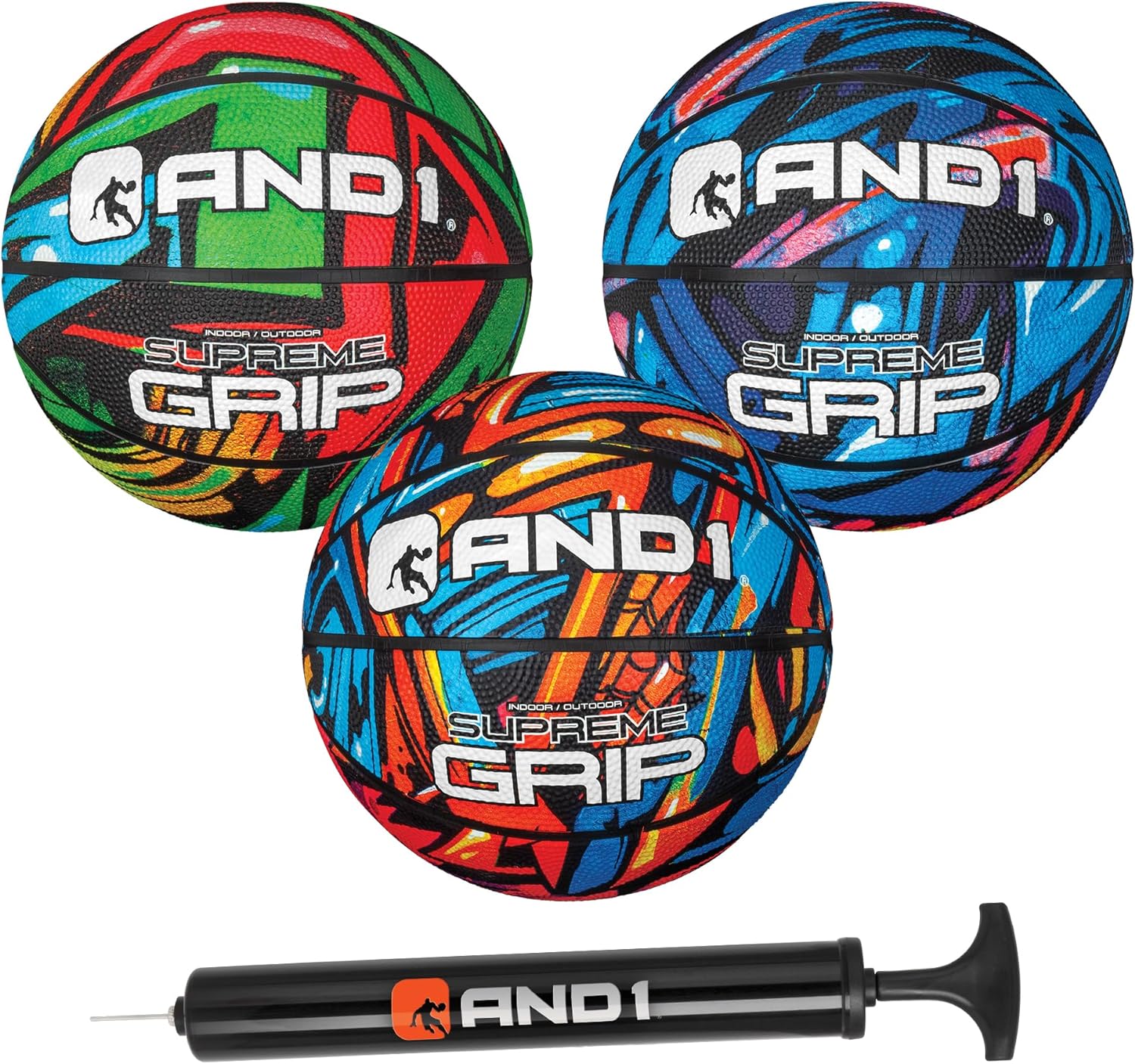 AND1 Mini Basketball 3 Pack Set for Kids: Size 3 (7 inches)