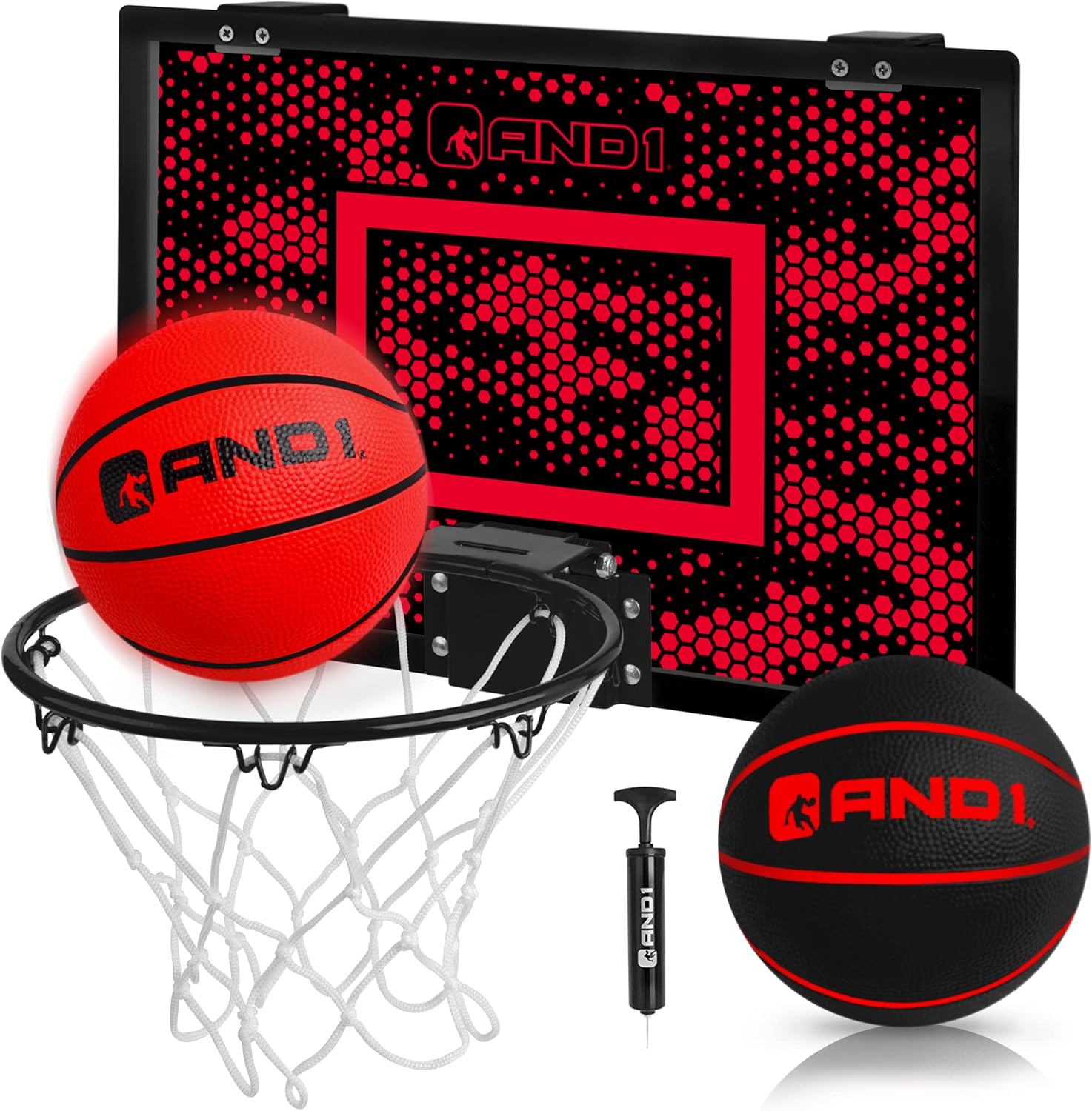 AND1 Over the Door Mini Basketball Hoop: 18x12 Shatterproof Backboard