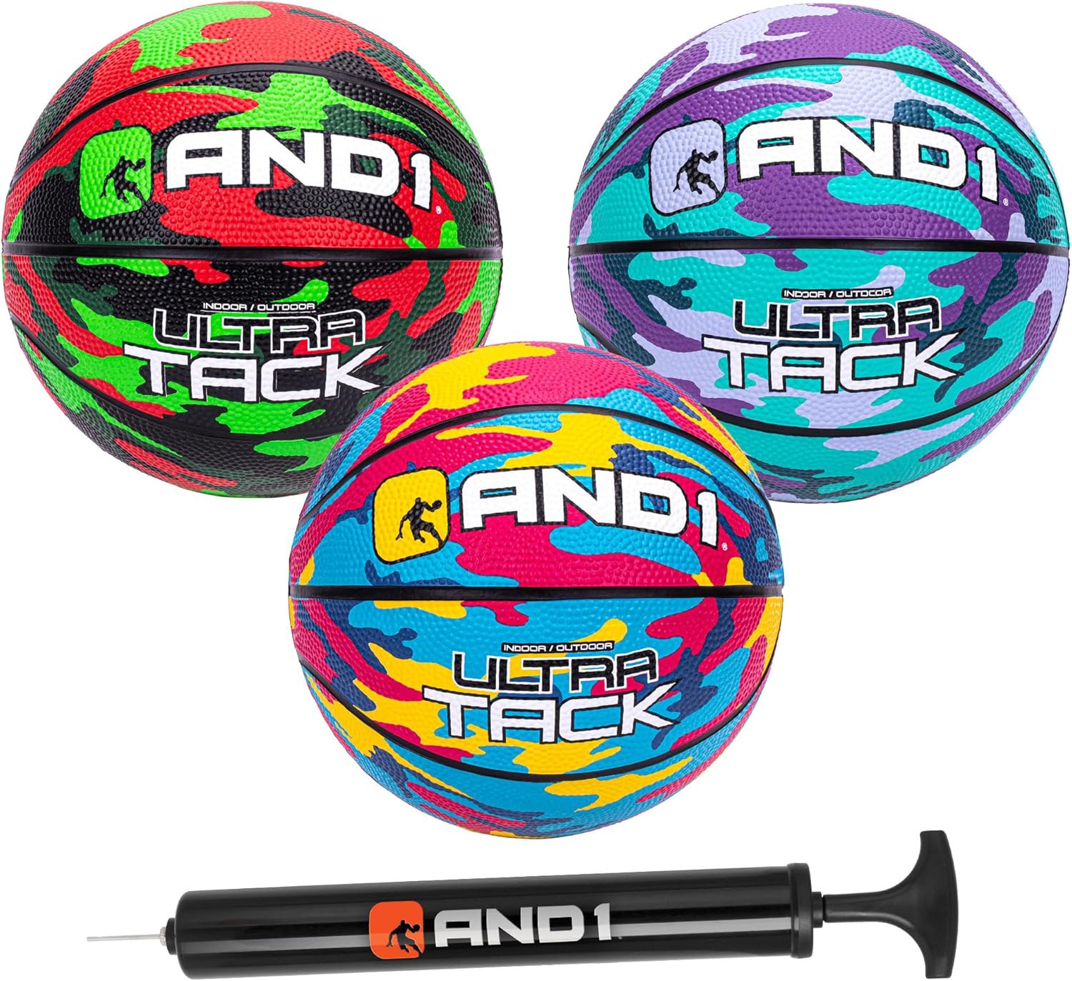 AND1 Mini Basketball 3 Pack Set for Kids: Size 3 (7 inches)