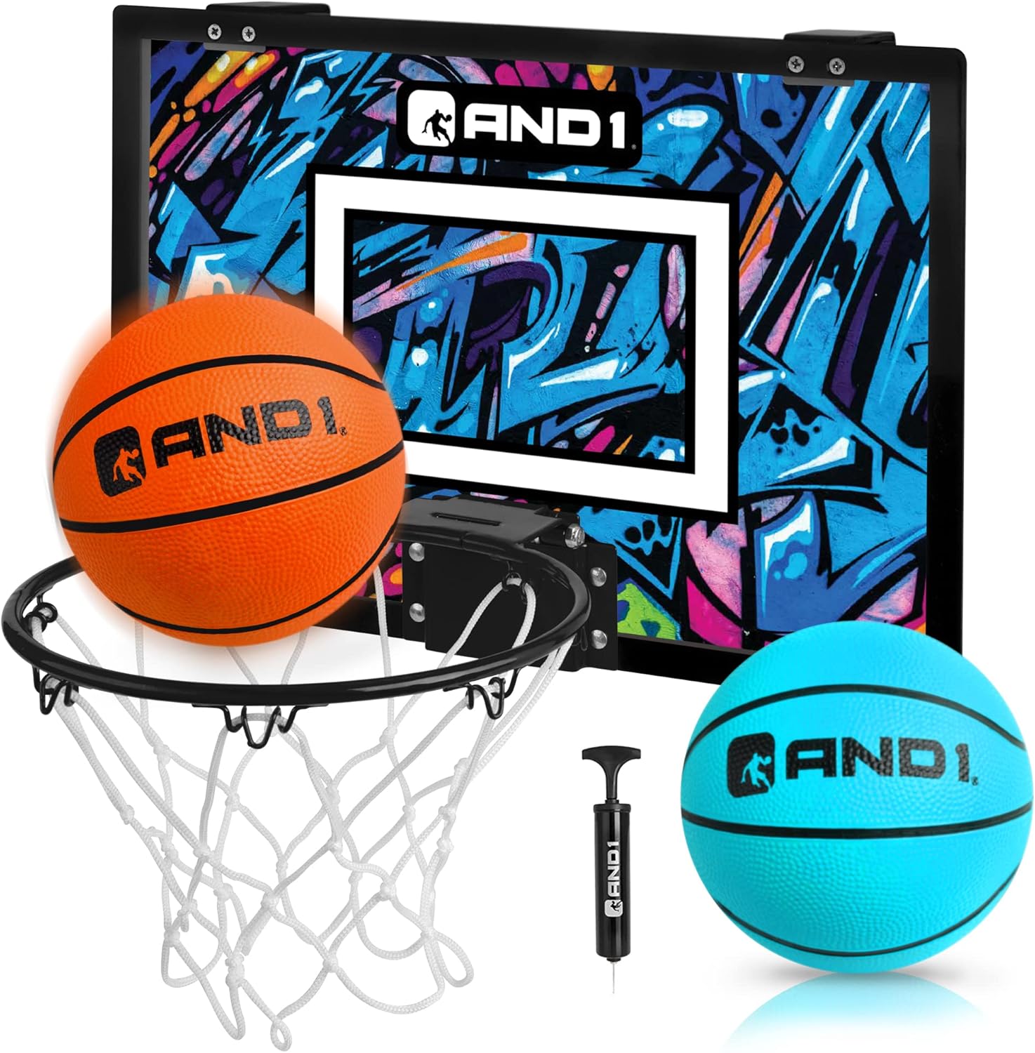 AND1 Over the Door Mini Basketball Hoop: 18x12 Shatterproof Backboard