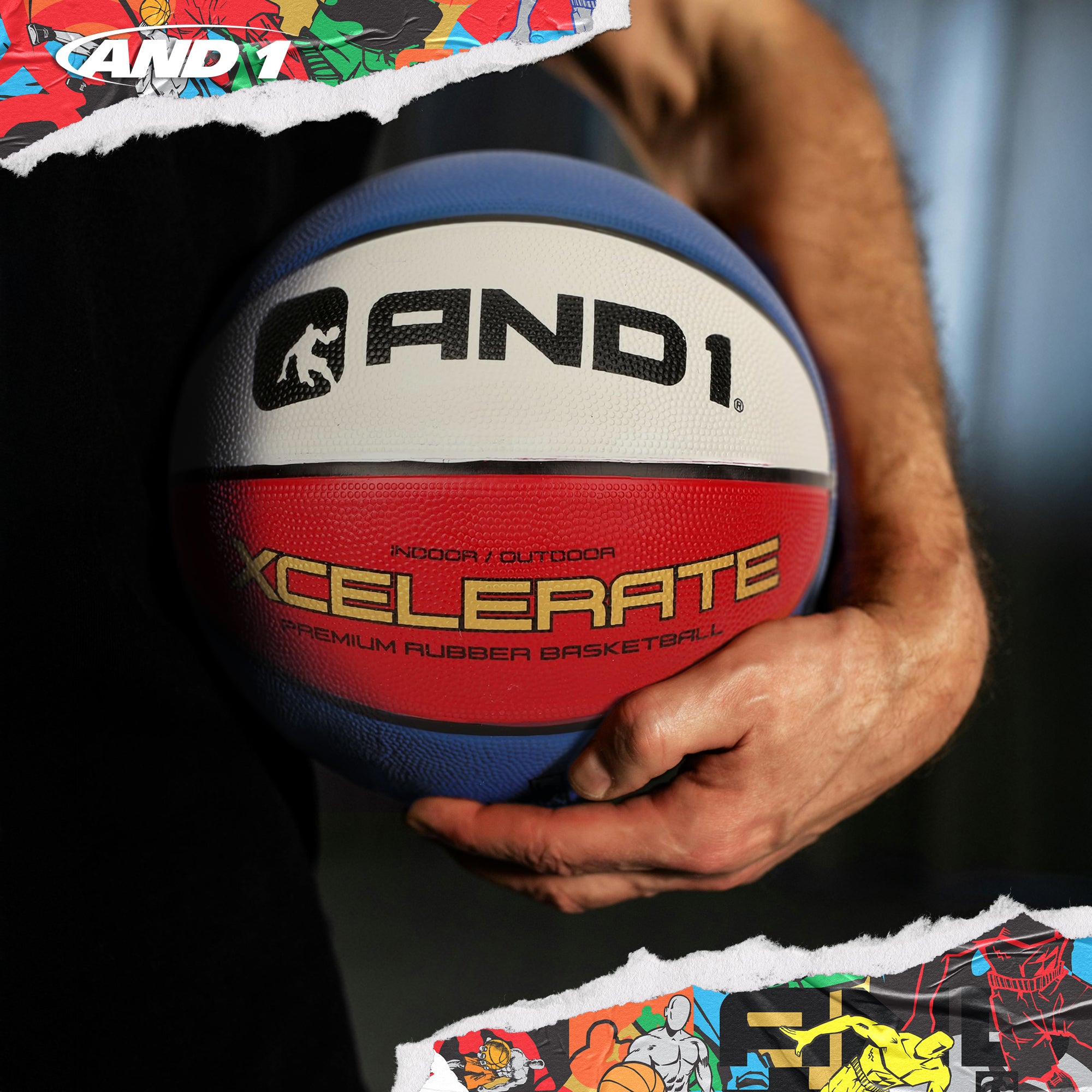 AND1 Xcelerate Rubber Basketball: Official Regulation Size 7 (29.5 inches)