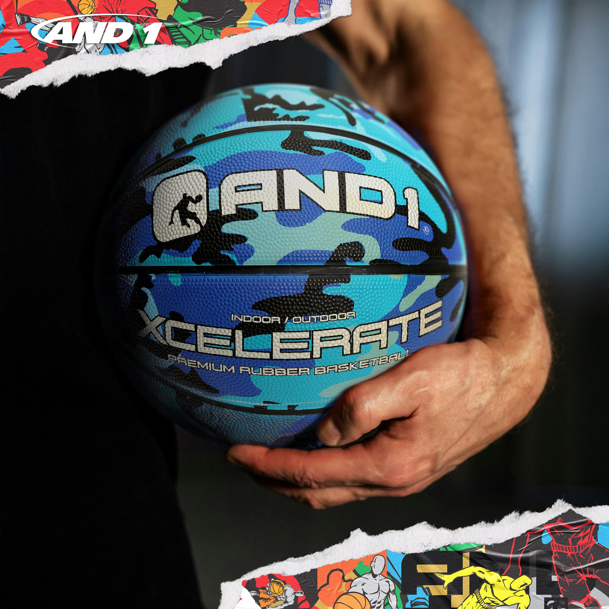 AND1 Xcelerate Rubber Basketball: Official Regulation Size 7 (29.5 inches)